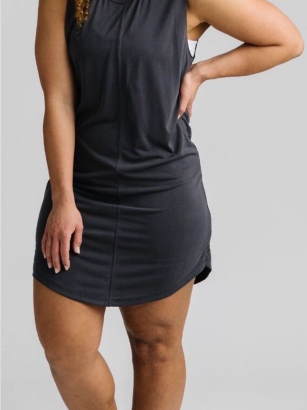 L Zyia Active Sleeveless Charcoal Athletic Dress NWT